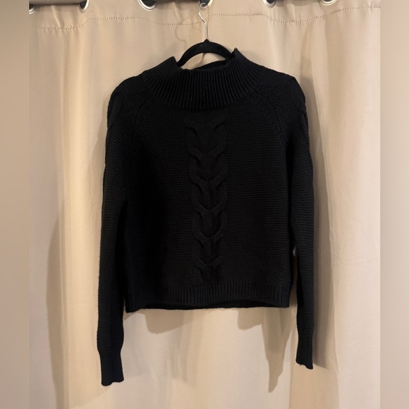 Poof! Black Cowl Neck Sweater Cable Knit - Picture 1 of 6